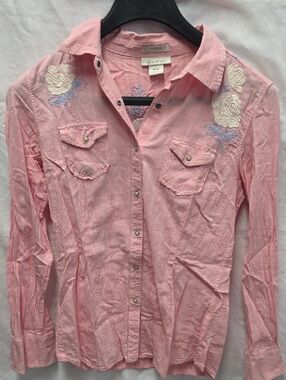Ariat Light Pink Floral Embroidered Western Shirt